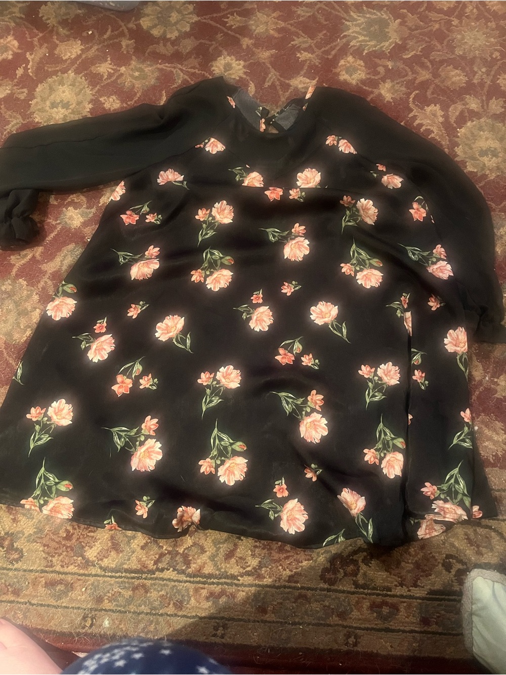 Bailey BlueBlack Floral Long-Sleeve Dress Size XL